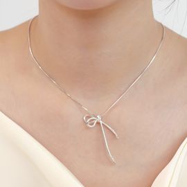 [TANDY] Silver 925 Ribbon Pendant Necklace TDN606 - 92.5% Pure Non-Plated Silver, Charming Ribbon Design for a Delightful and Elegant Mood - Made in Korea